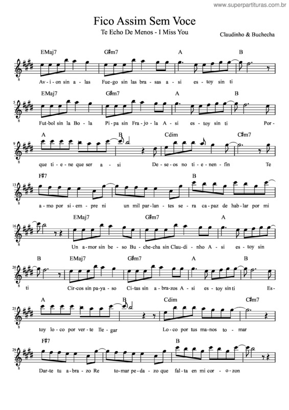 Partitura da música Fico Assim Sem Voce v.21