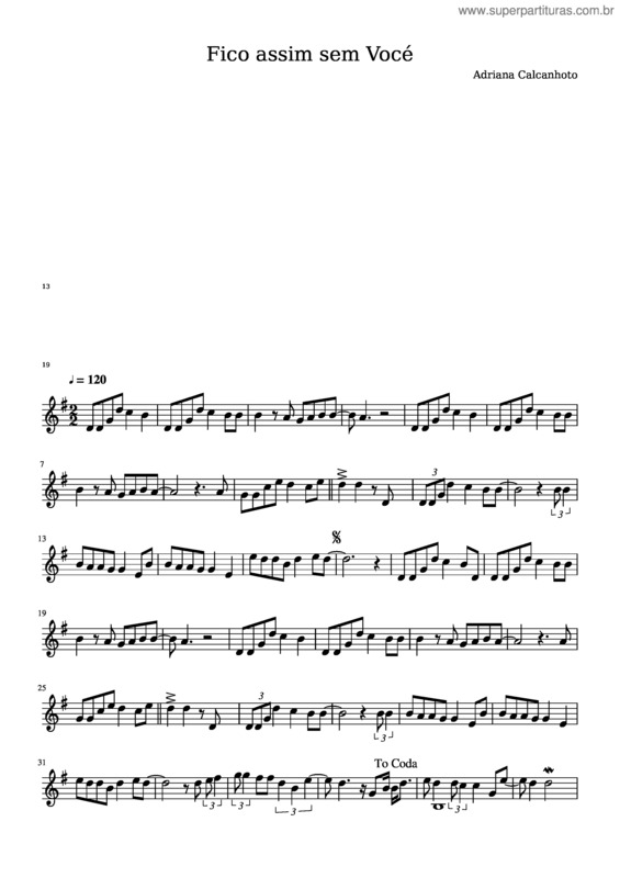 Partitura da música Fico Assim Sem Voce v.31