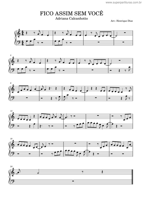 Partitura da música Fico Assim Sem Você v.33