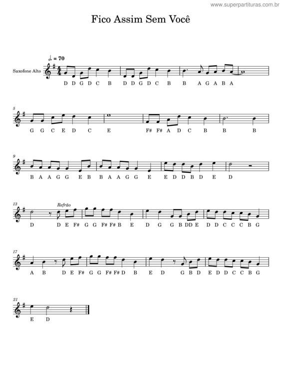 Partitura da música Fico Assim Sem Você v.36