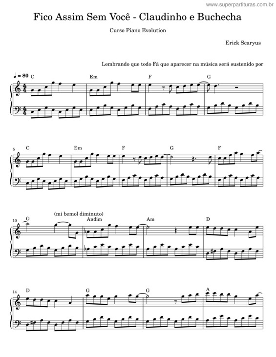 Partitura da música Fico Assim Sem Você v.37