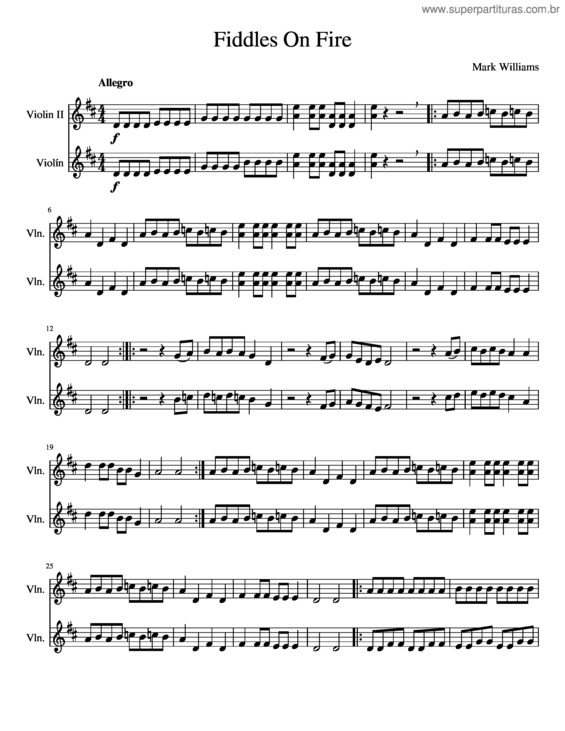 Partitura da música Fiddles On Fire Para 2 Violines