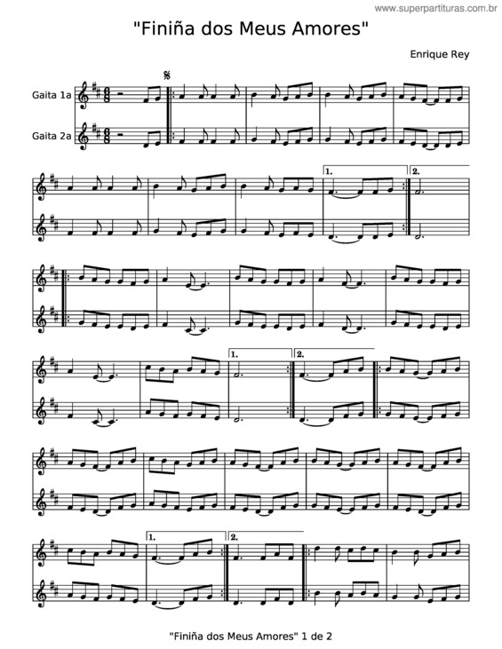 Partitura da música Finiña Dos Meus Amores