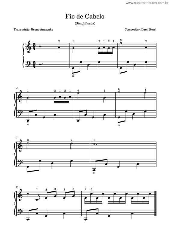 Partitura da música Fio De Cabelo v.6