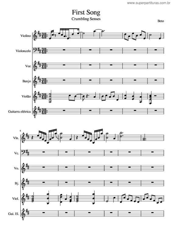 Partitura da música First Song Minueto