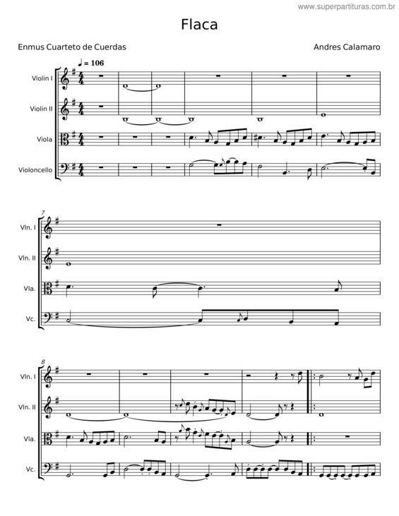 Partitura da música Flaca v.2