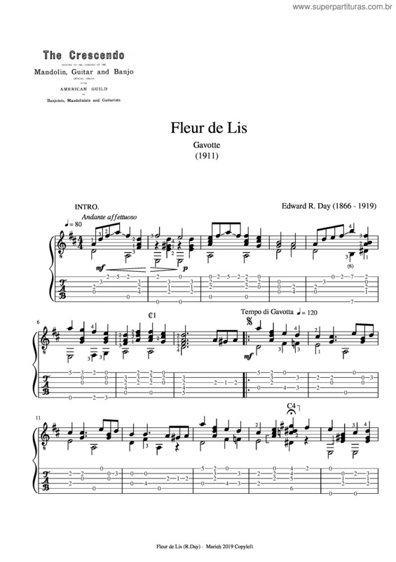 Partitura da música Fleur De Lis v.2