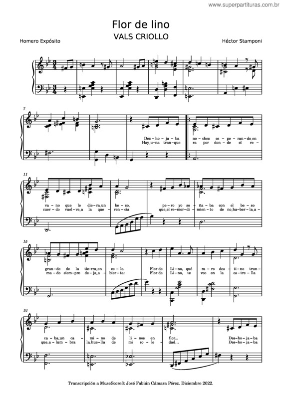 Partitura da música Flor De Lino – Héctor Stamponi