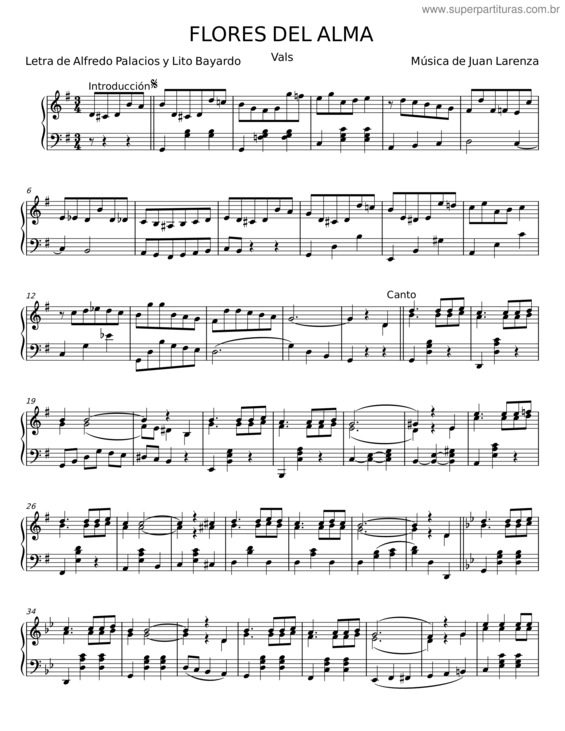 Partitura da música Flores Del Alma