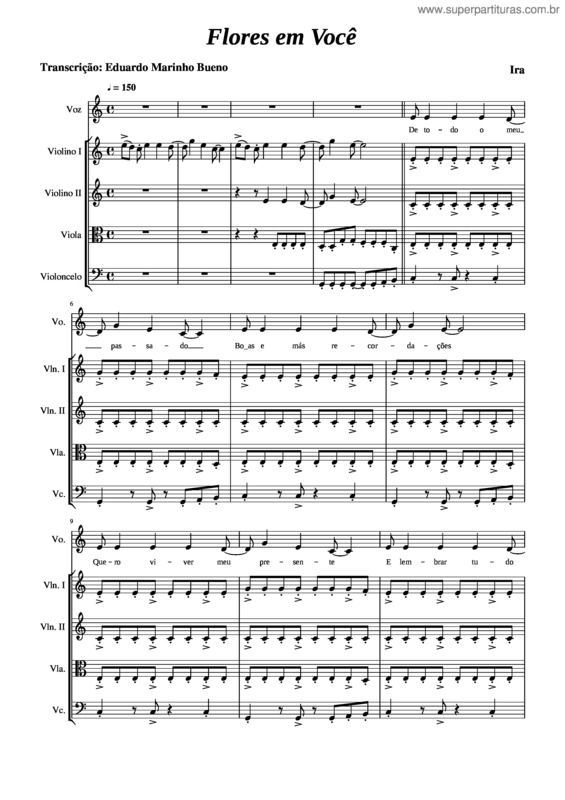 Partitura da música Flores Em Você