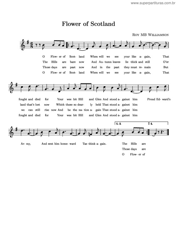 Partitura da música Flower of Scotland