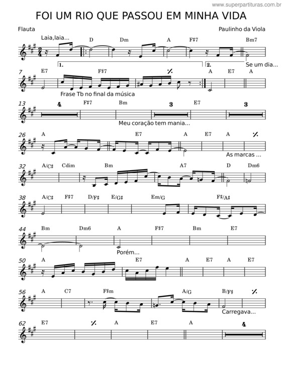 Partitura da música Foi Um Rio Que Passou Em Minha Vida v.4