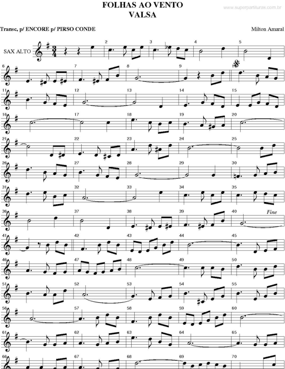 Partitura da música Folhas ao Vento