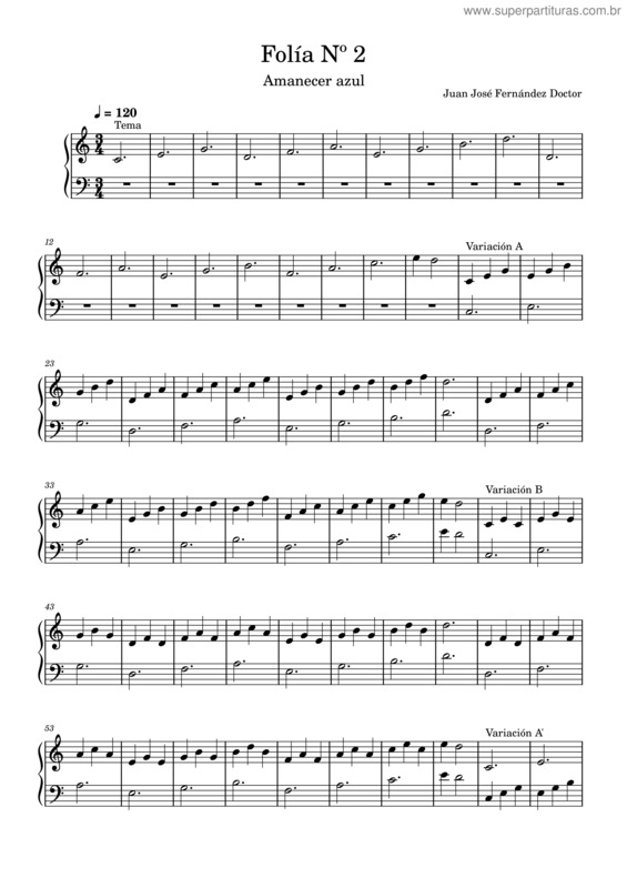 Partitura da música Folía Nº 2 – Amanecer Azul – Juan José Fernández Doctor 2023