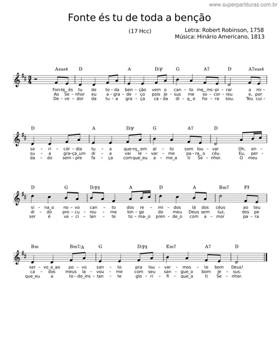 Partitura da música Fonte És Tu De Toda A Benção