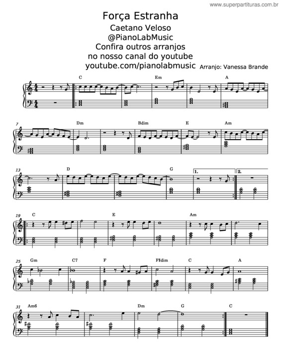 Partitura da música Força Estranha v.10