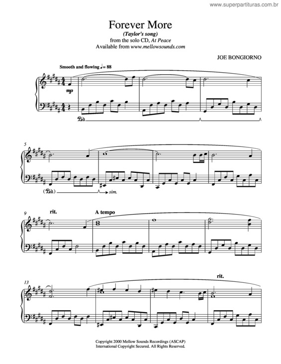 Partitura da música Forever More