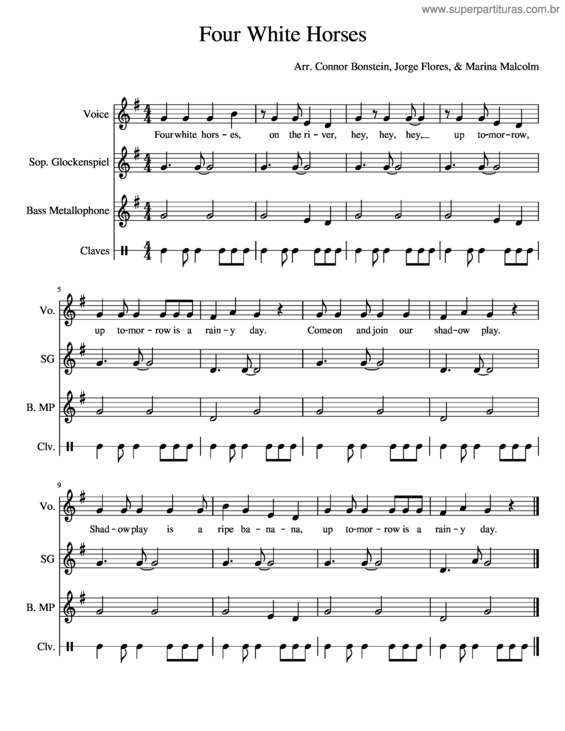 Partitura da música Four White Horses