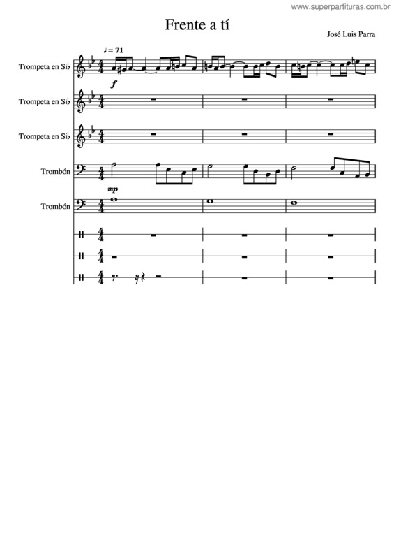 Partitura da música Frente A Tí