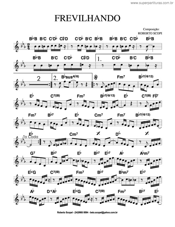 Partitura da música Frevilhando