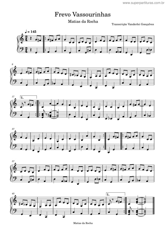 Partitura da música Frevo Vassourinha