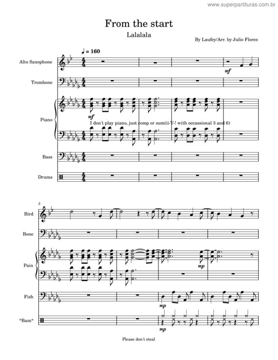 Partitura da música From The Start