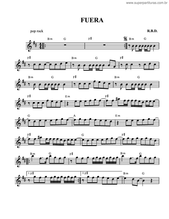 Partitura da música Fuera