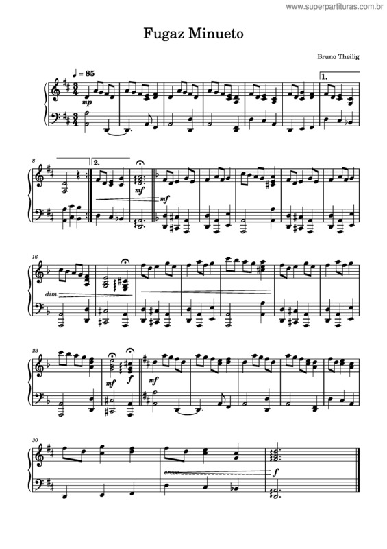 Partitura da música Fugaz Minueto v.2