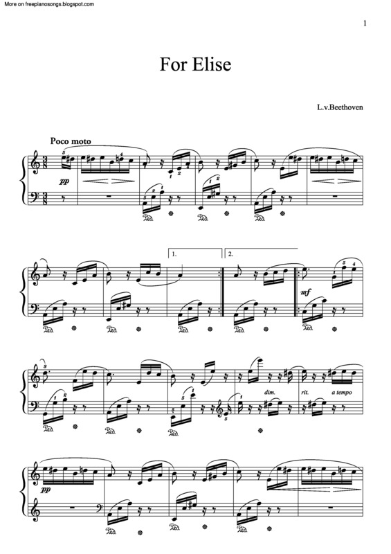 Partitura da música Fur Elise v.10