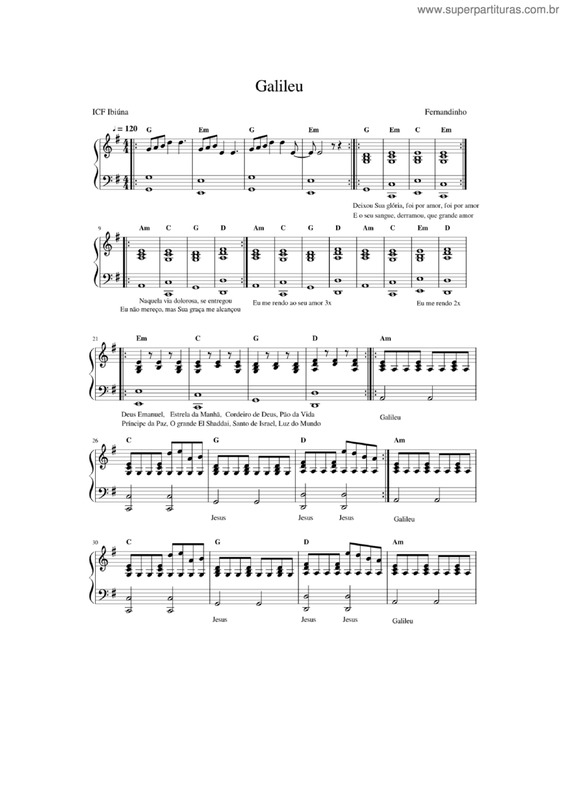 Partitura da música Galileu v.3