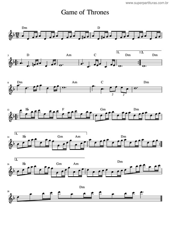 Partitura da música Game Of Thrones v.4