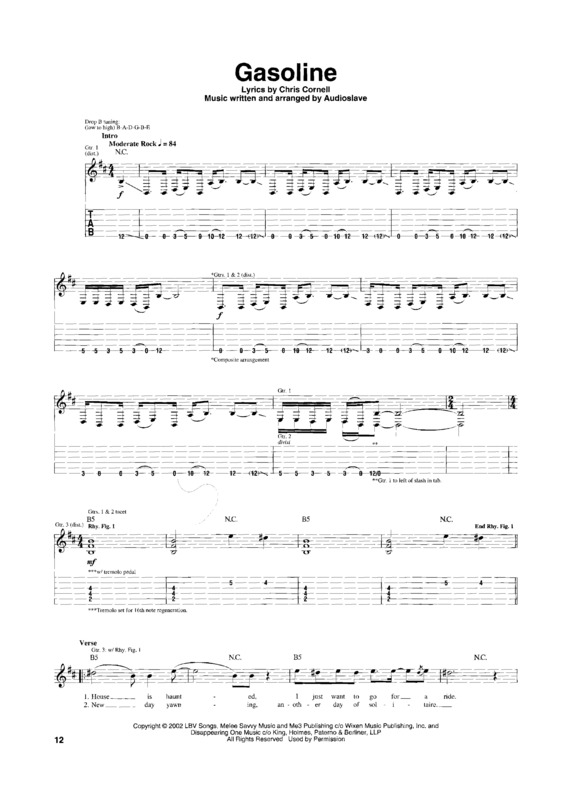 Partitura da música Gasoline