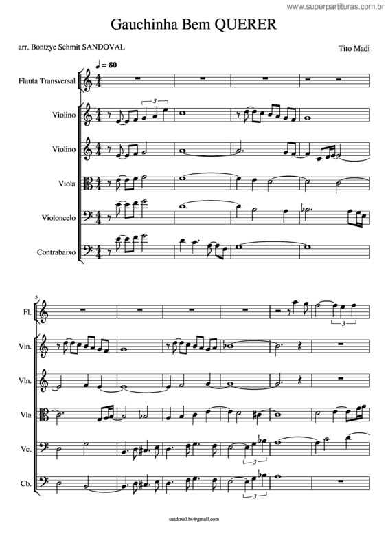 Partitura da música Gauchinha Bem Querer v.3