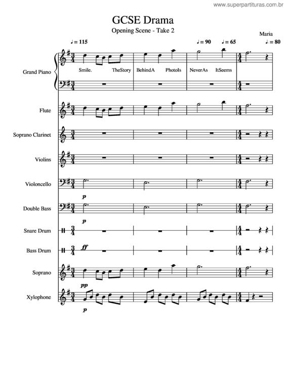 Partitura da música Gcse Drama