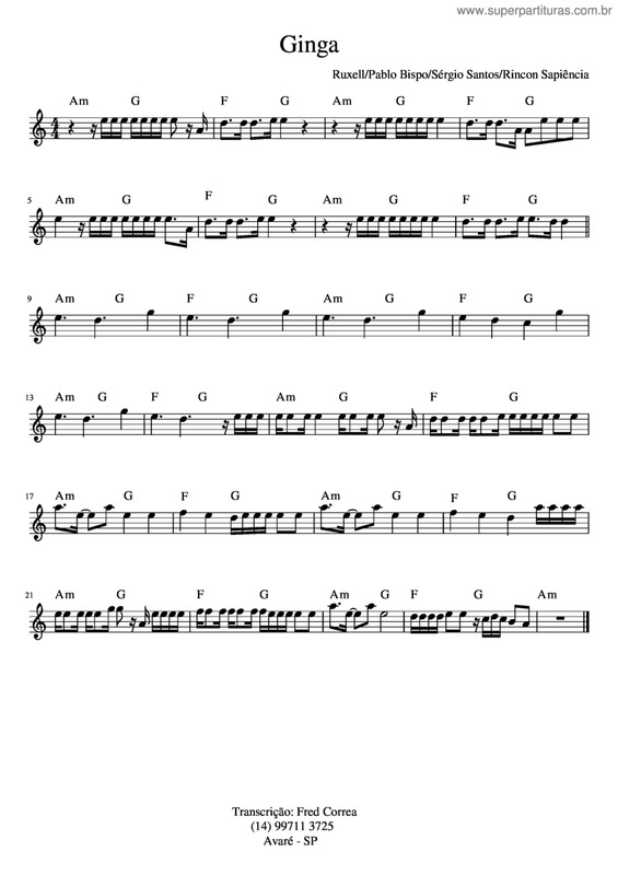 Partitura da música Ginga