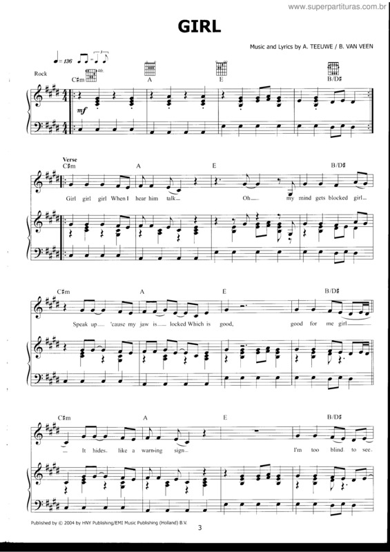 Partitura da música Girl v.4