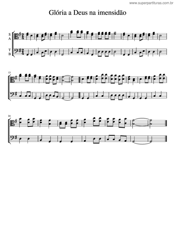 Partitura da música Glória A Deus Na Imensidão 2