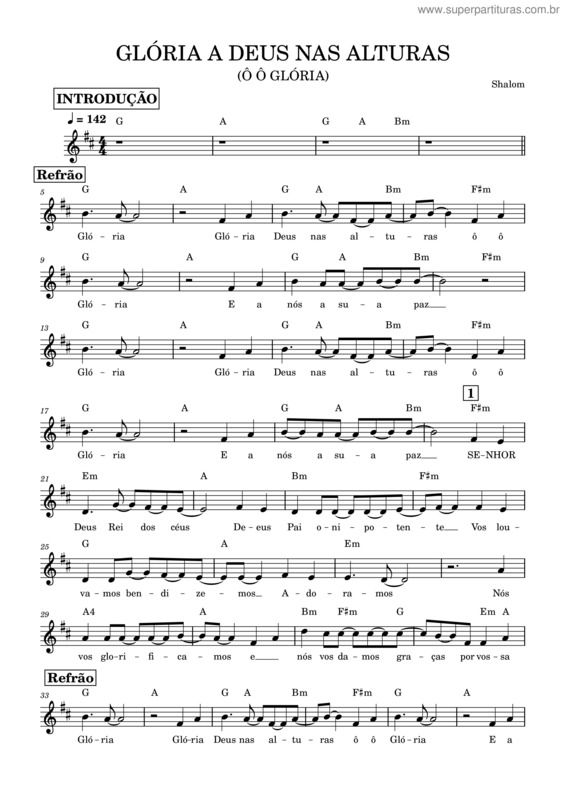 Partitura da música Glória A Deus Nas Alturas v.12