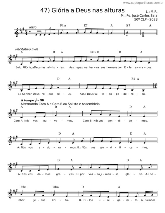 Partitura da música Glória A Deus Nas Alturas v.13