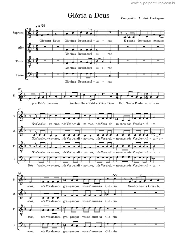 Partitura da música Glória A Deus Nas Alturas v.15