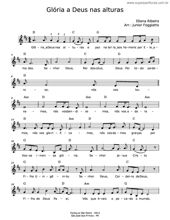 Partitura da música Glória A Deus Nas Alturas v.4