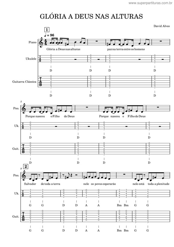 Partitura da música Glória A Deus Nas Alturas v.9