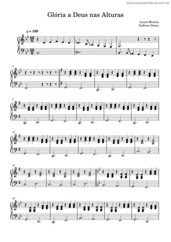 Partitura da música Glória A Deus Nas Alturas