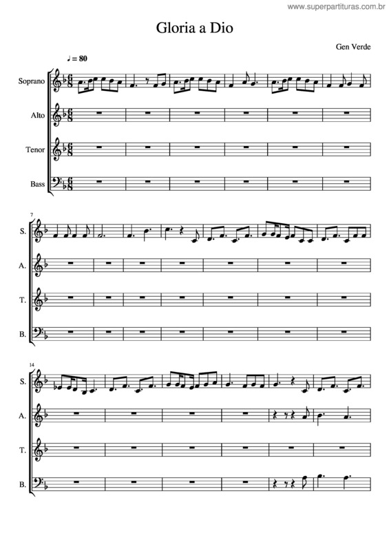 Partitura da música Gloria A Dio v.3