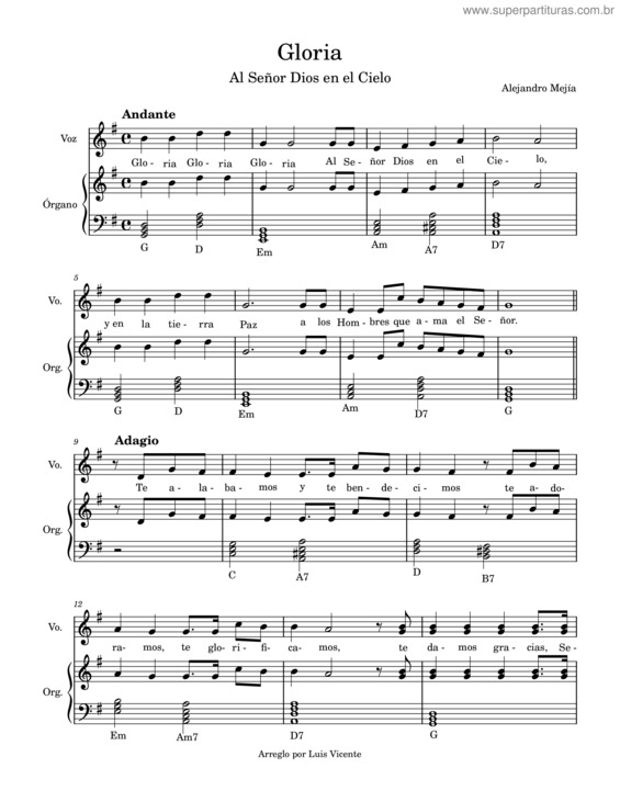 Partitura da música Gloria A Dios En El Cielo v.2