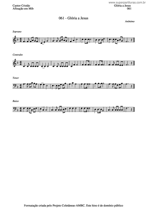 Partitura da música Glória A Jesus v.5