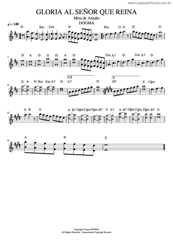 Partitura da música Gloria Al Señor Que Reina