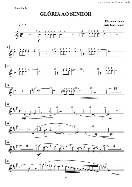 Partitura da música Gloria Ao Senhor v.6