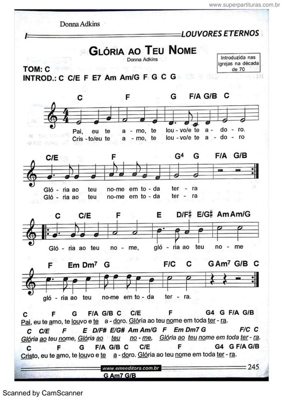 Partitura da música Glória Ao Teu Nome