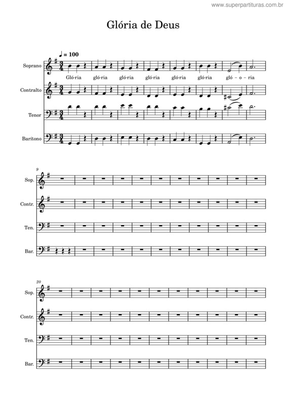 Partitura da música Glória De Deus